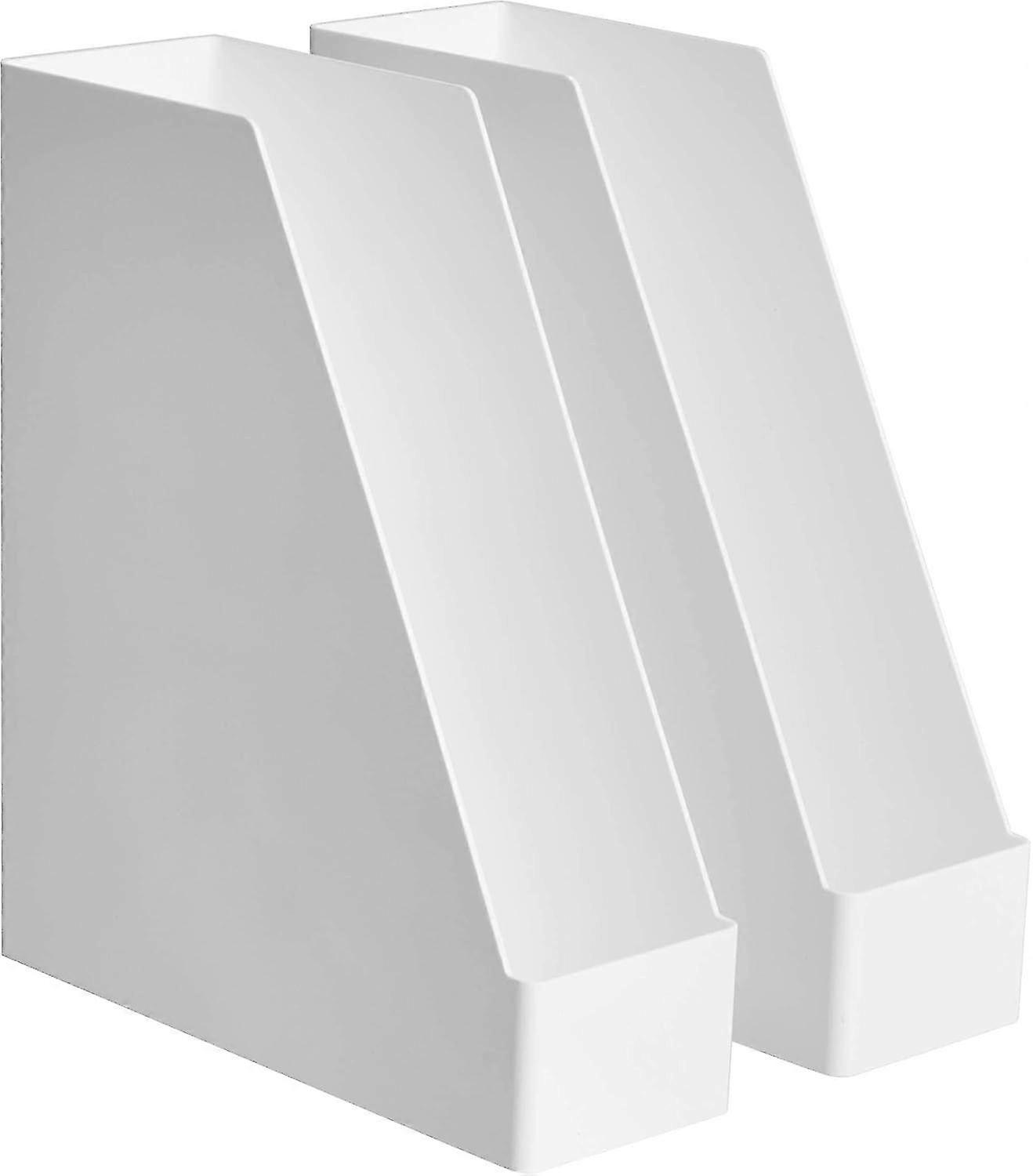 Plastic Rectangular Magazine Storage Organizers, 2-pack, White