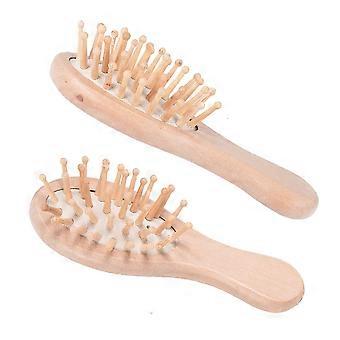 Kissenmassagekamm aus Holz mit Airbag zum Durchziehen der Haare (2 Stück)