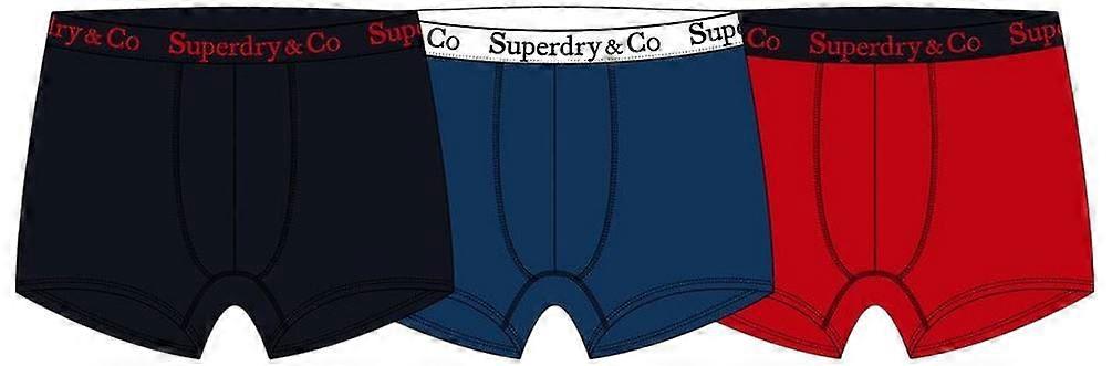 Superdry & Co Triple Pack Trunks - Navy/Blue/Red