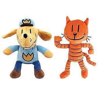 Set med 2 st Hund Man Plyschleksak Anime Petey Cat Valp Gosedjur Tecknad Plysch Figurer Kudde Barn B