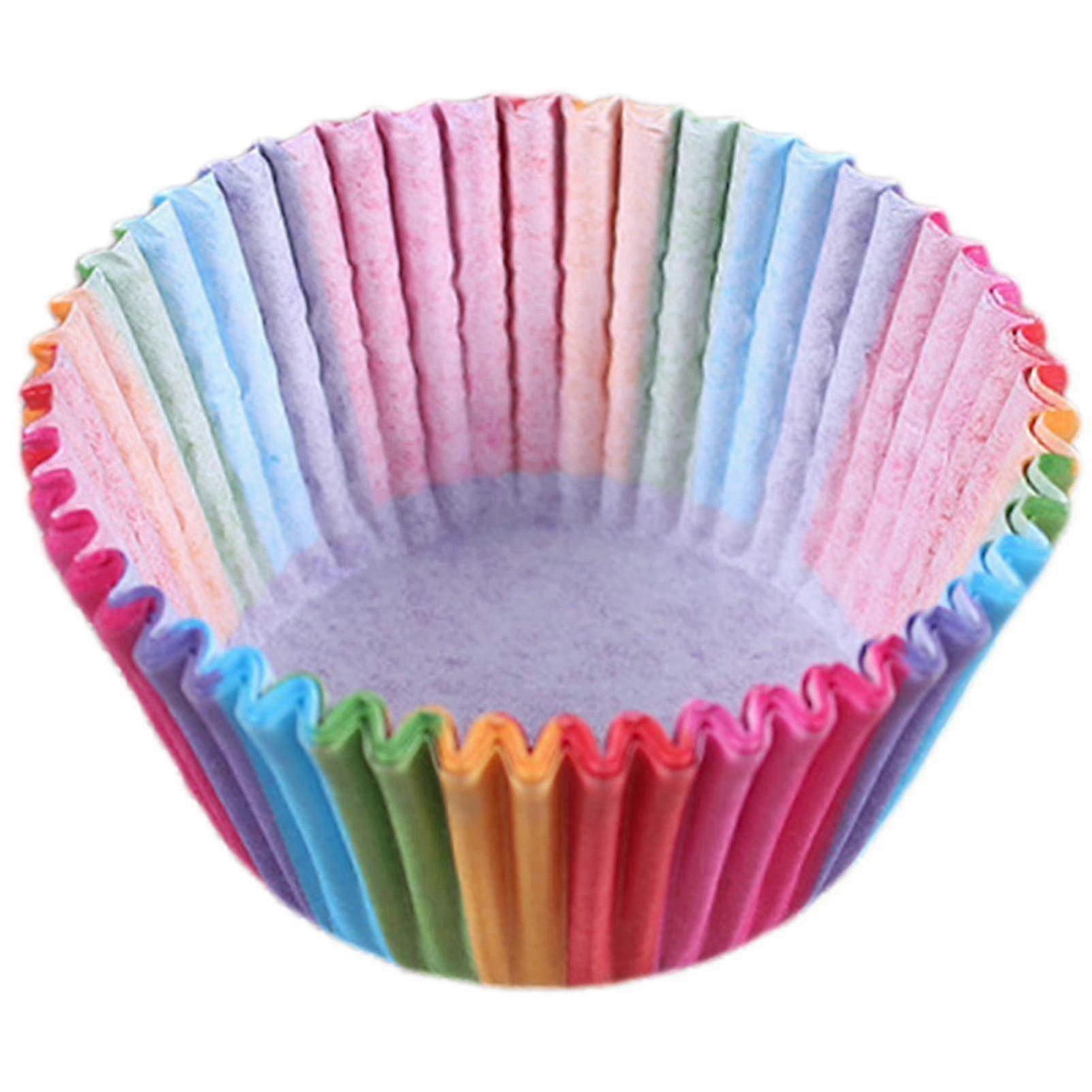 Sturdy Practical 100-count Assorted Color Greaseproof Cupcake Liners Compatible with Baking