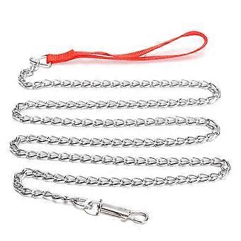 2X 1,6 m Heavy Duty Metallkedja Hund Valp Gång Leda Koppel Clip Rött Handtag
