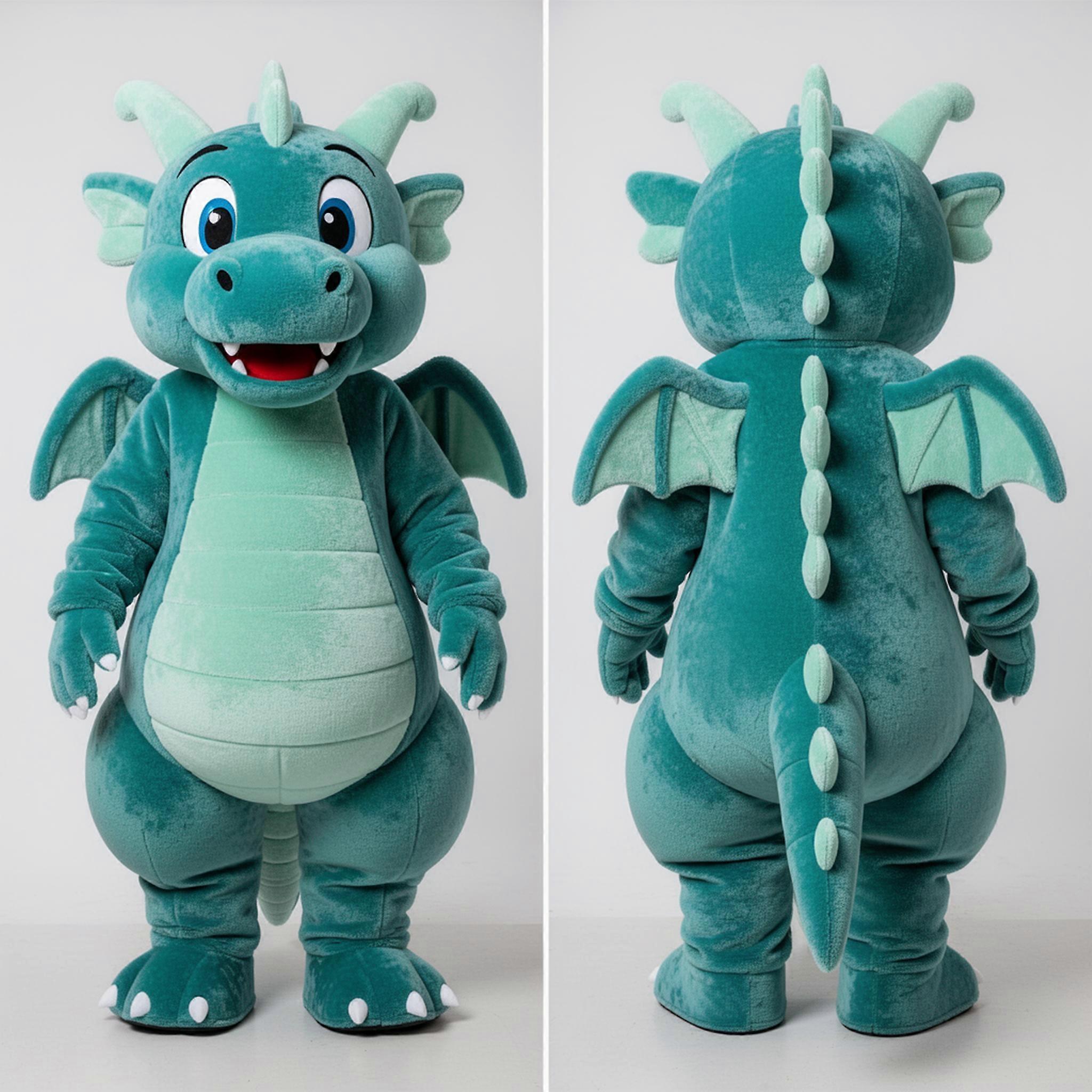 MASTICOT Teal Plush Dragon Mascot