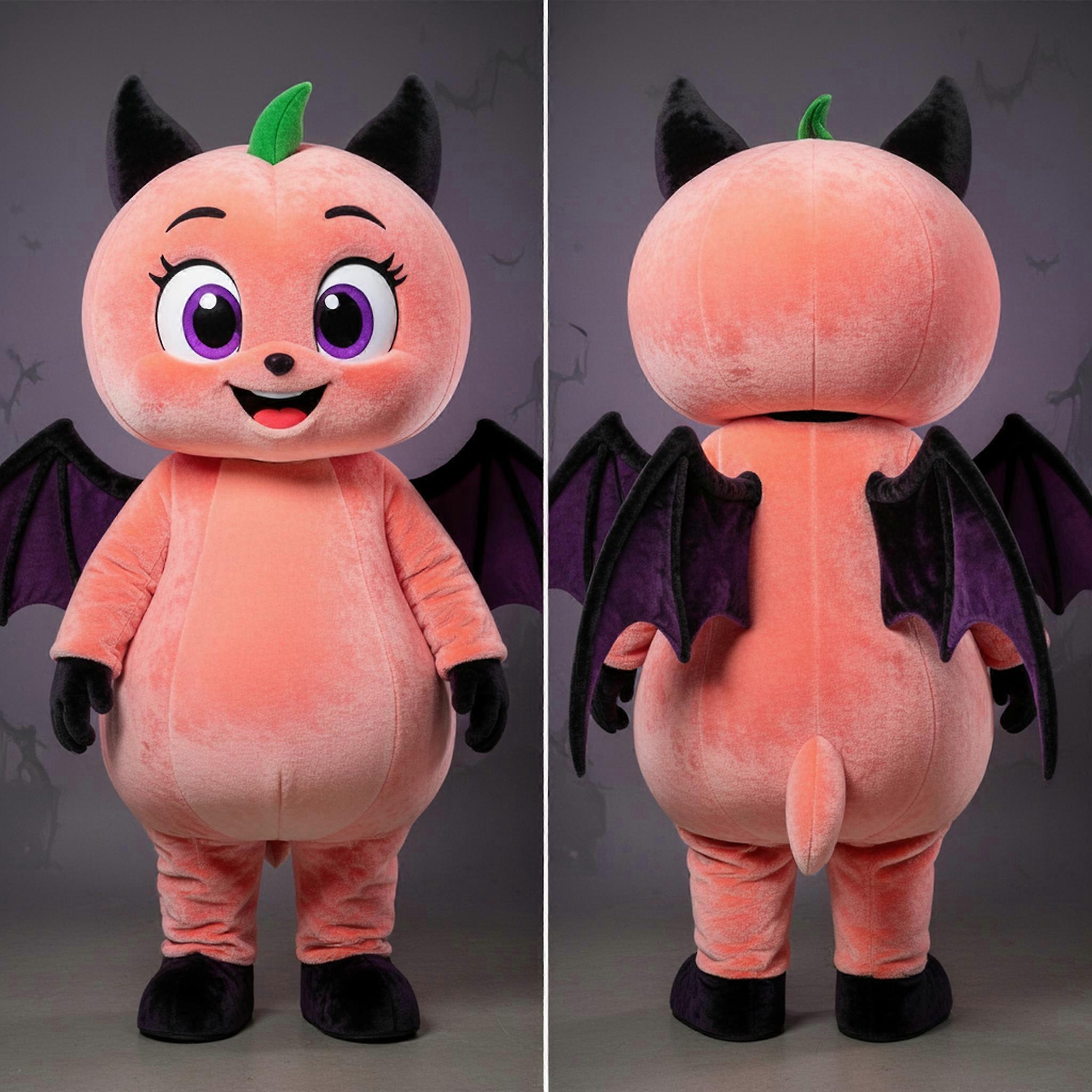 MASTICOT Peach Fluffy Cartoon Bat Mascot