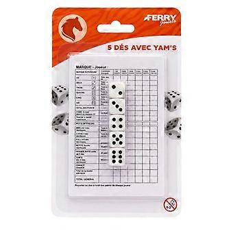 Yam's Game with 5 Dice and Score Pad 20 Sheets – Traditional Dice Game for Children and Adults, Family Board Game