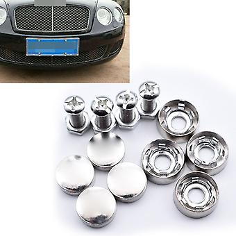 4-Piece Metal Anti-Theft License Plate Screw & Bolt Cap Set For BMW – Silver, Front & Rear