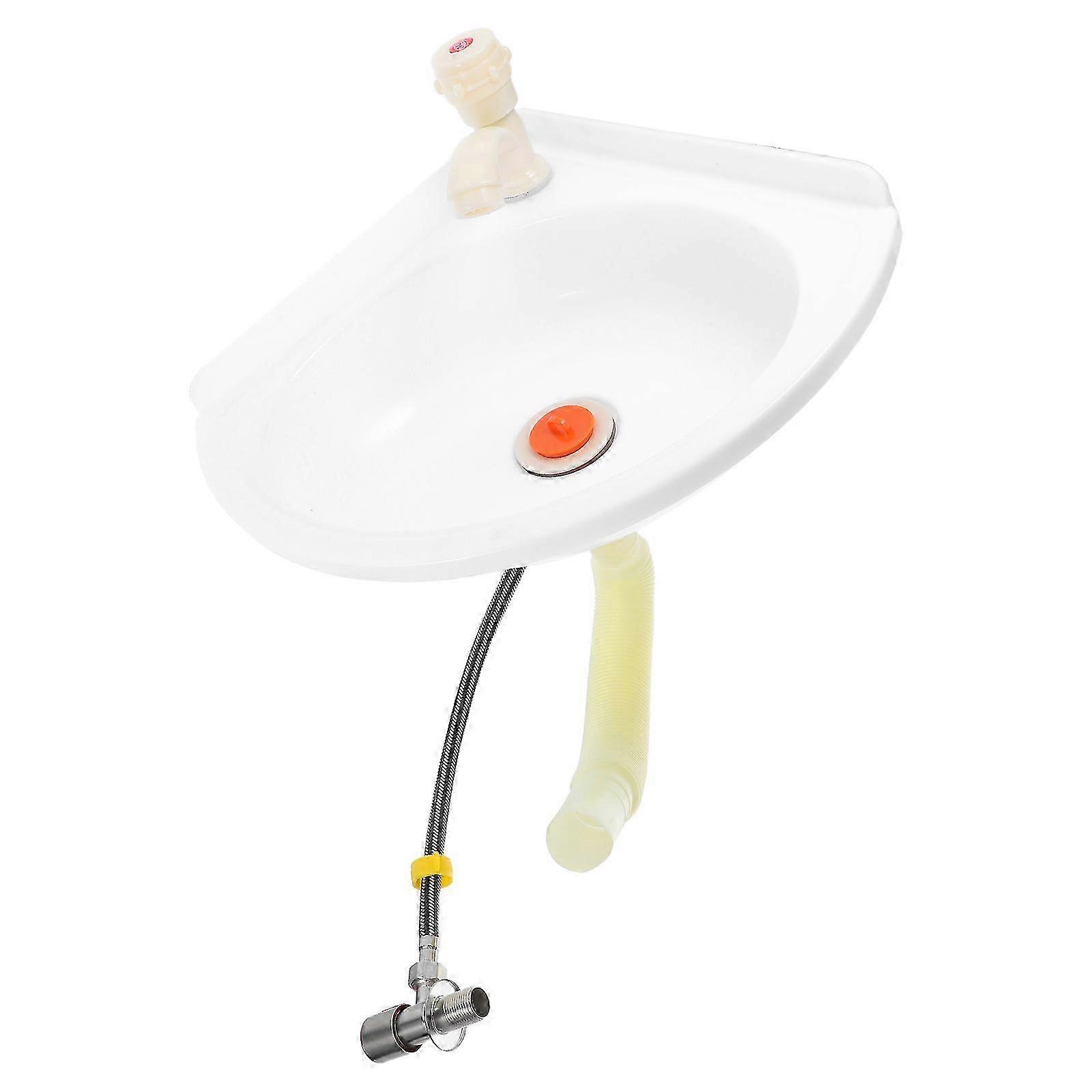 Plastic Triangular Wall Mounted Bathroom Sink Space Saving Design Compatible with Small Bathrooms