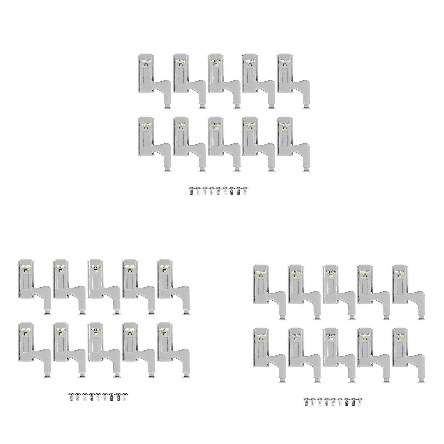 30pcs Cabinet Cupboard Wardrobe Led Hinge Light Smart Sensor Lamp Warm White