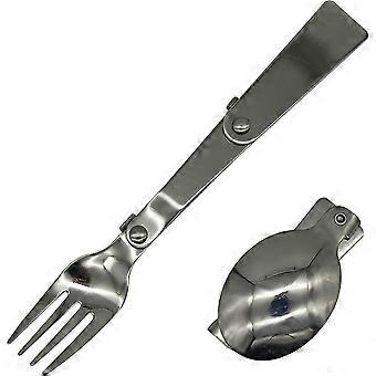 Set composto da cucchiaio pieghevole e forchetta compatibile - Acciaio inossidabile 18/10, ideale per campeggio e viaggi, 2 pezzi