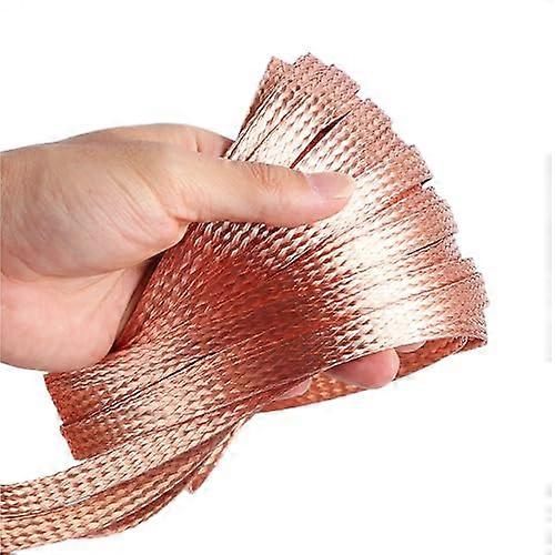 Flat Copper Braided Cable 2M 25mm²  Conductivity Flexible Grounding Braid Wire for Stable Electrical Connection