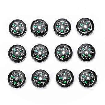 12pcs 20mm Mini Pocket Oil Filled Compass Survival Compasses For Hiking Camping Outdoor Activities Accessory