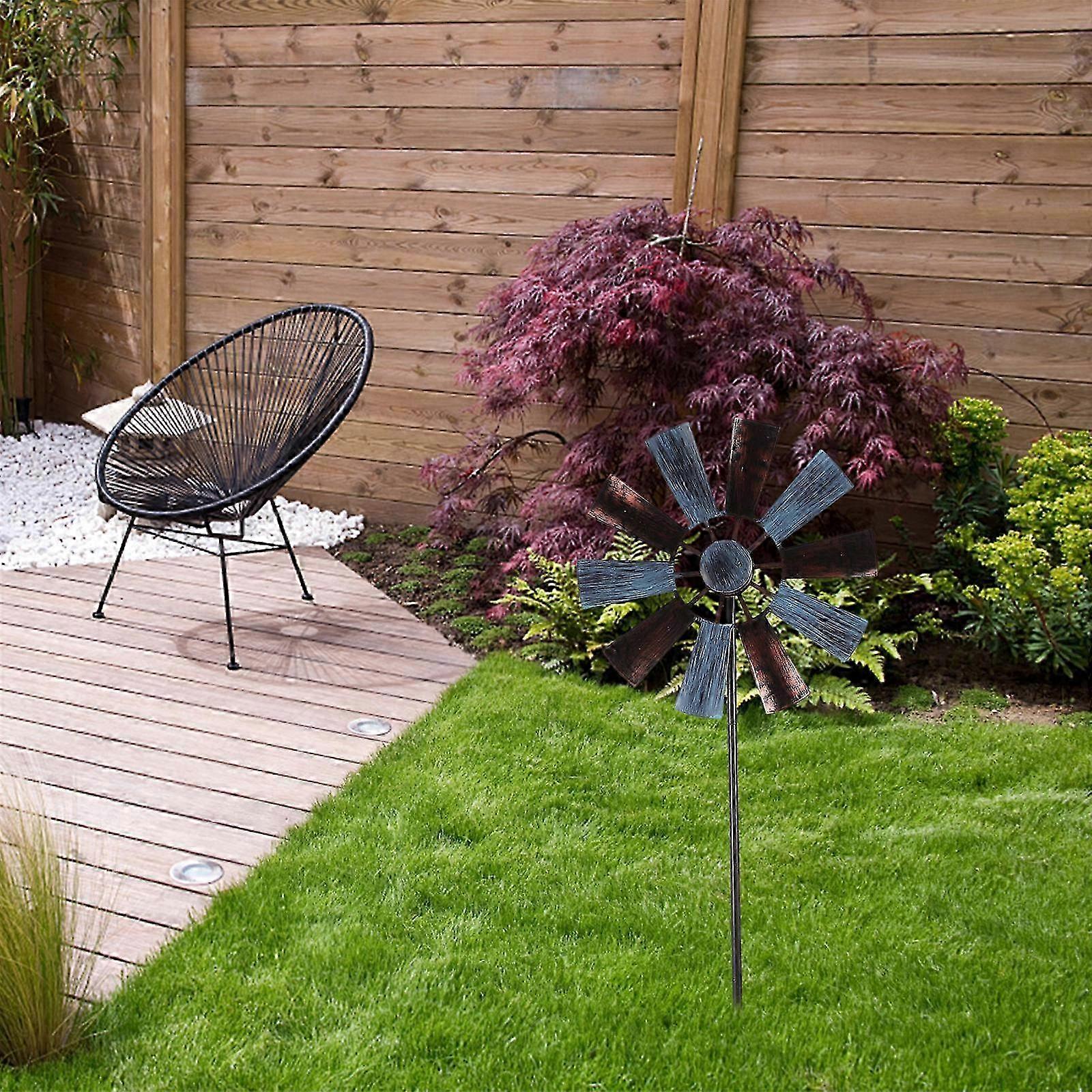 Artistic Iron Rotating Garden Windmill