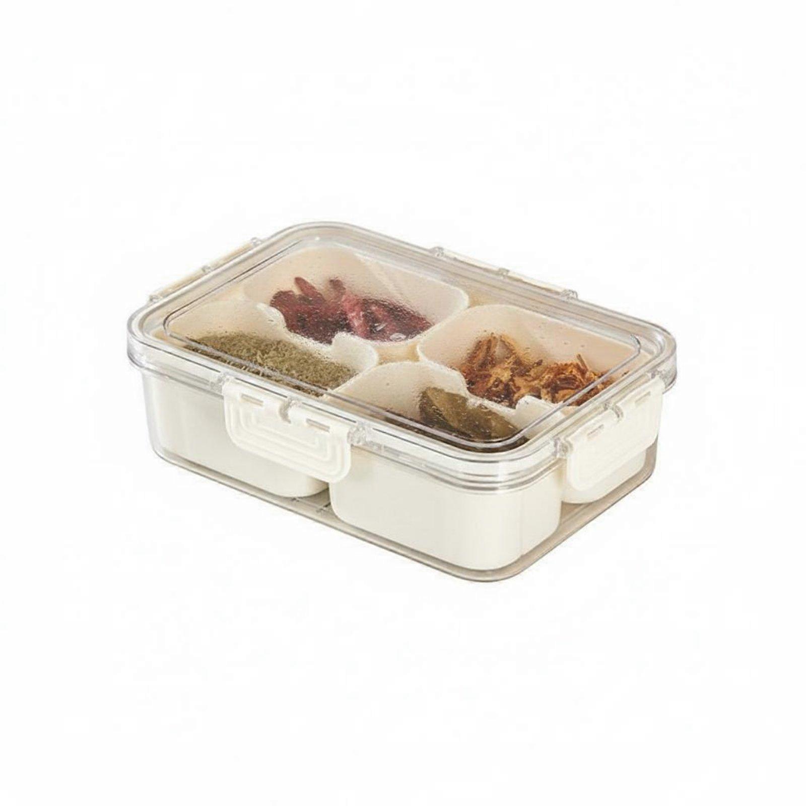 4 Pieces Stackable seasoning Box Set closureed Lid Clear Stackable container