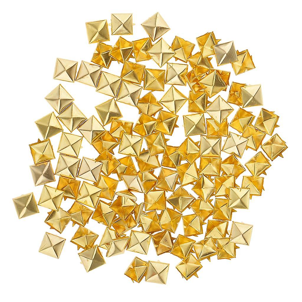 100Pcs Square Pyramid Rivet Studs Spike Screw Craft DIY Embellishment Copper