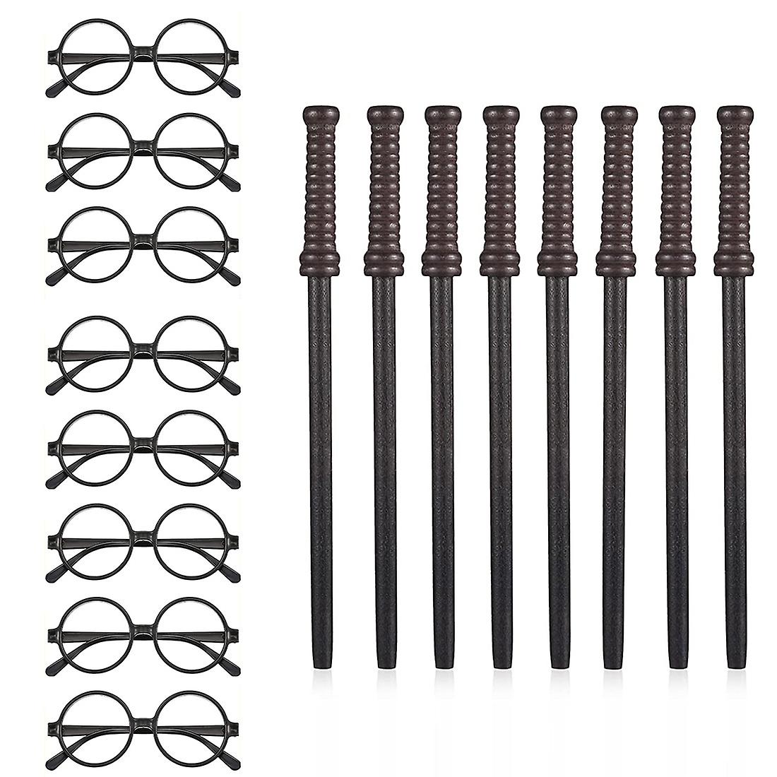 16Pcs Wand Pencils and Round Frame Wizard Party Supplies,Theme Birthday Goody Bag Filler Favors for