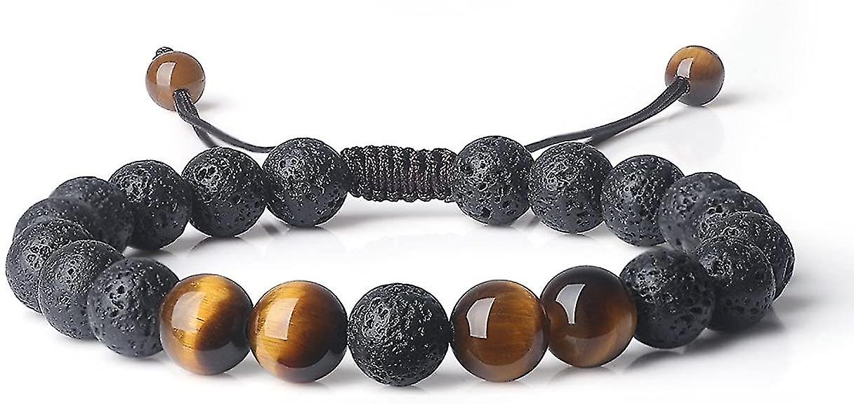 Adjustable Lava Rock Stone Bracelet For Men Women Natural Energy Stone Seven Chakra Bracelet