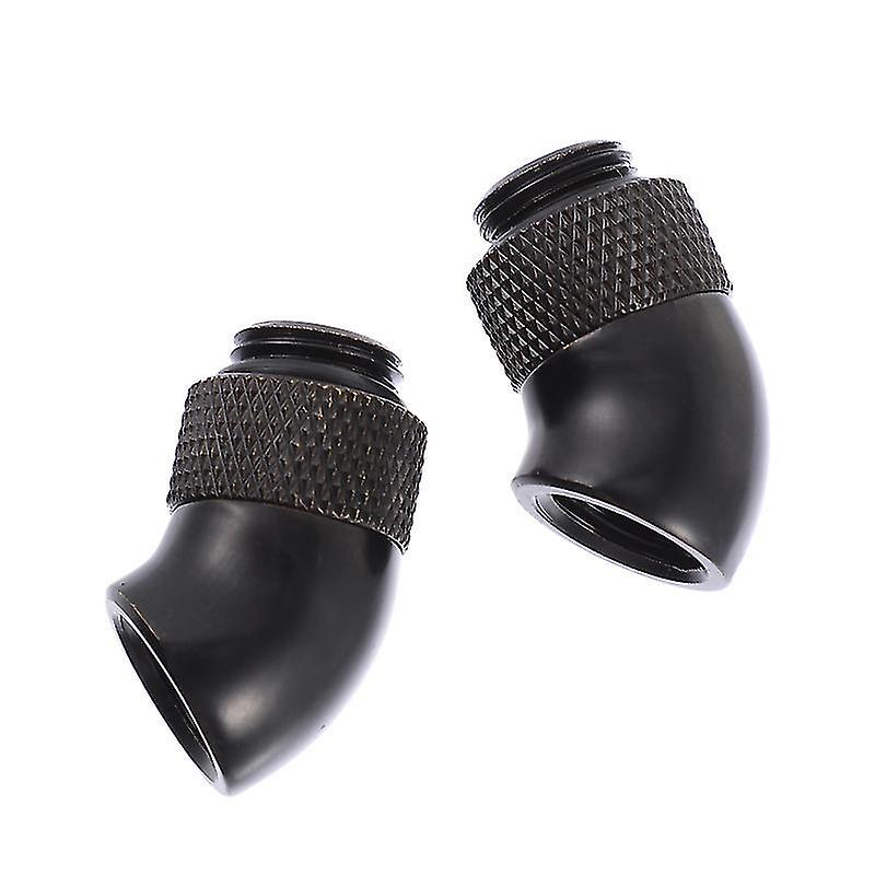 3.5X1.5x1.5cm Black Pipe Connectors 2 Pcs Fitting For Water Cooling 45 Degree Rotary Extender Water