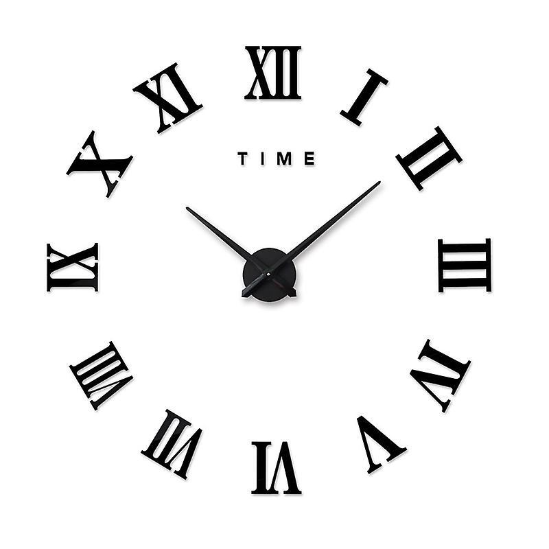 Large 3D DIY Wall Clock Roman Numeral Frameless Acrylic Clock Adjustable Size Jumping Seconds
