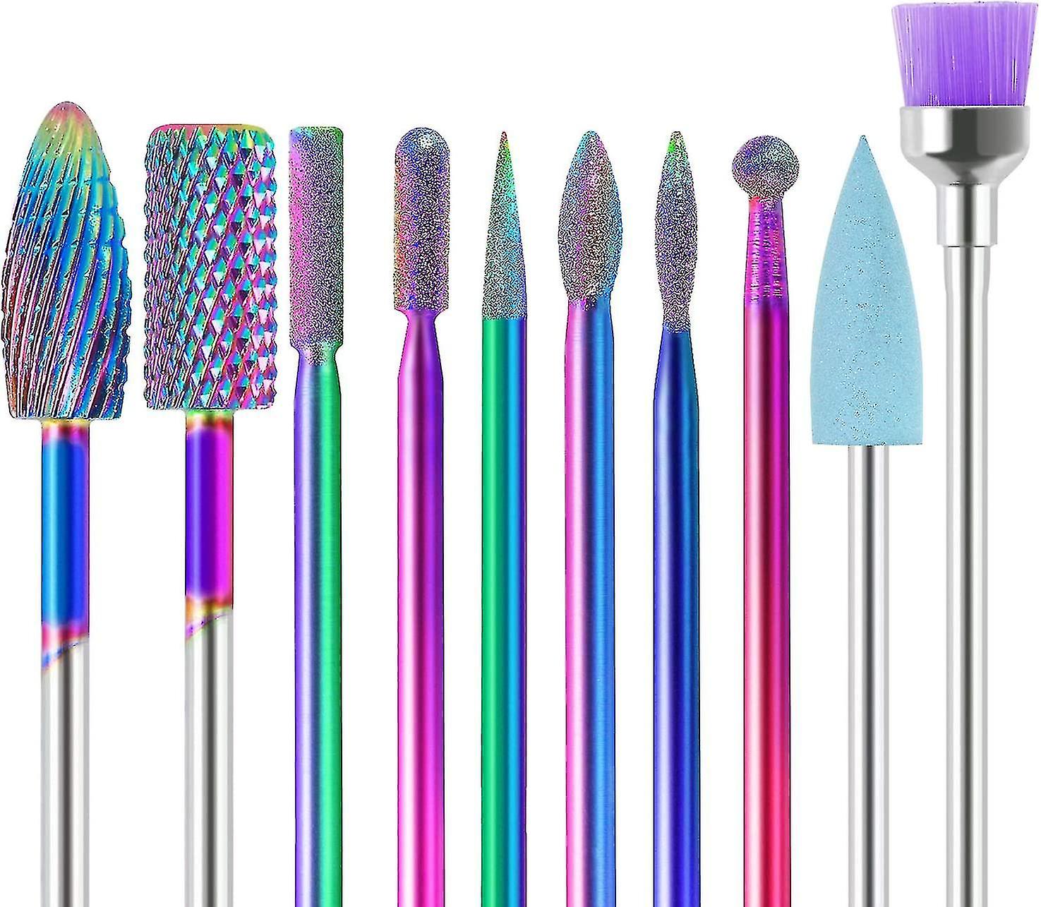 10pcs Diamond Nail Drill Bit Set, Cuticle Nail Drill Bits Kit