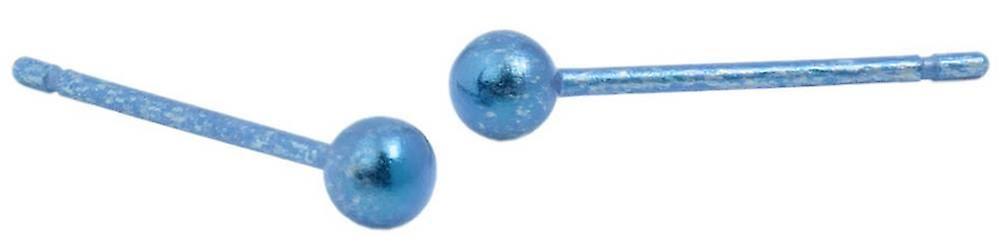 Ti2 Titanium 3mm Round Bead Stud Earrings - Kingfisher Blue