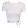 Women's Short Sleeve Crop Top Ladies Round Summer Stretch Plain Backless T Shirt