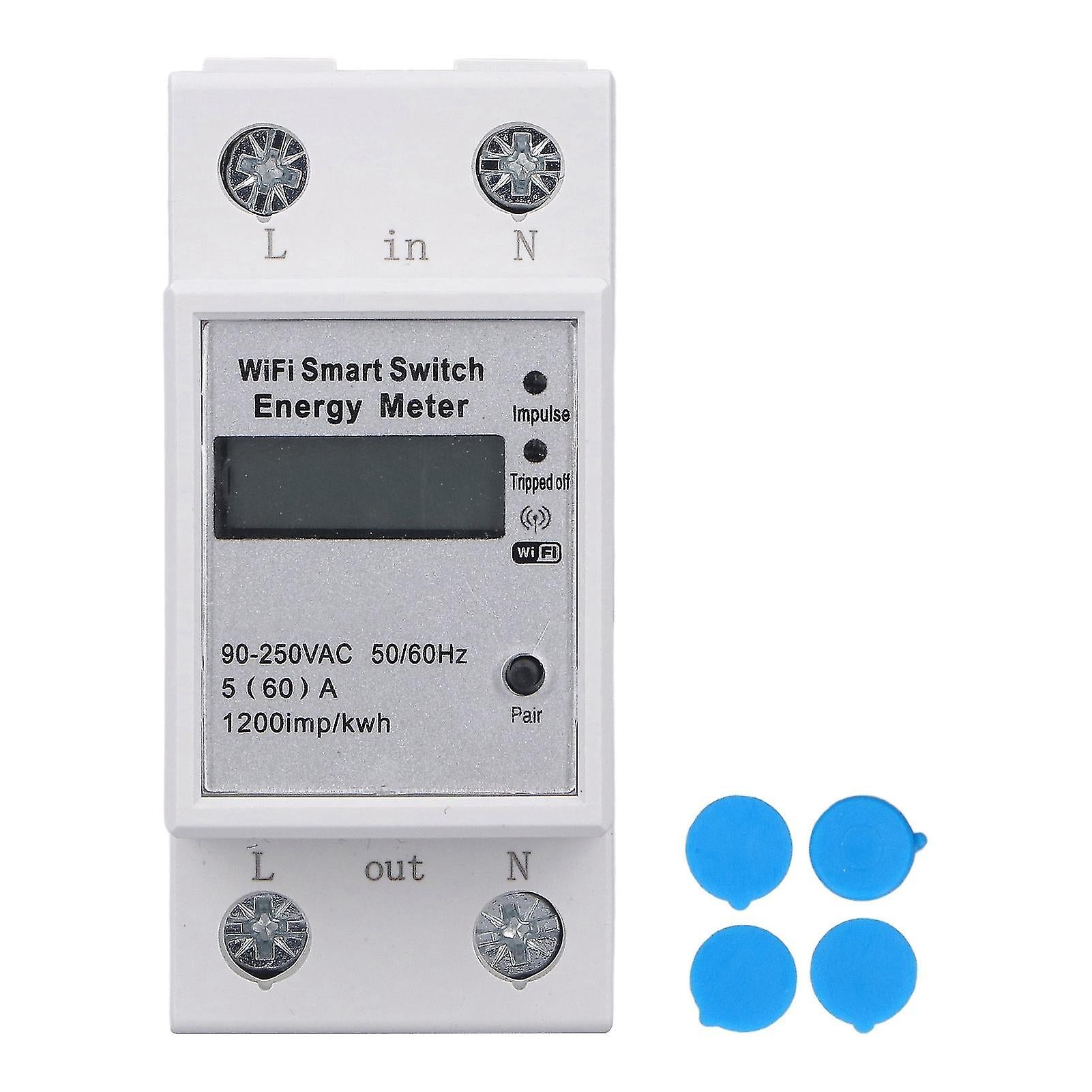 Wifi Smart Energy Meter Lcd Display Household For Tuya 1 Phase 2p Din Rail Zmai90 Ac90250v