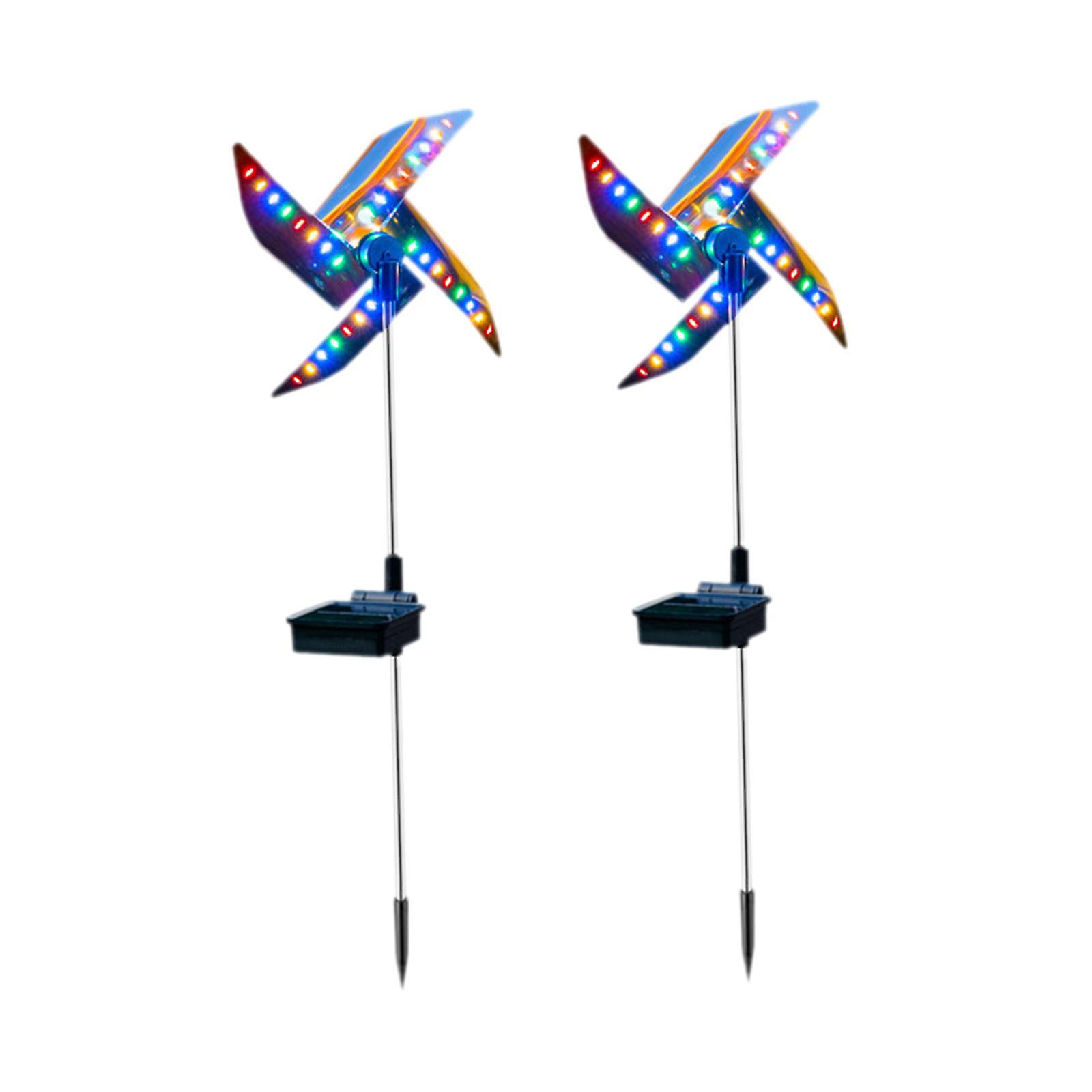 2 Pack Windmill Stake Solar Garden Light Decor Path Lighting for Christmas