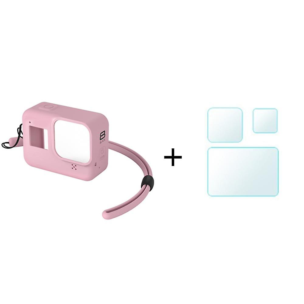 Protective Silicone Case For Gopro Hero 8 Black Tempered Glass Screen Protector Film Lens Cap Cover For Go Pro 8 Accessory