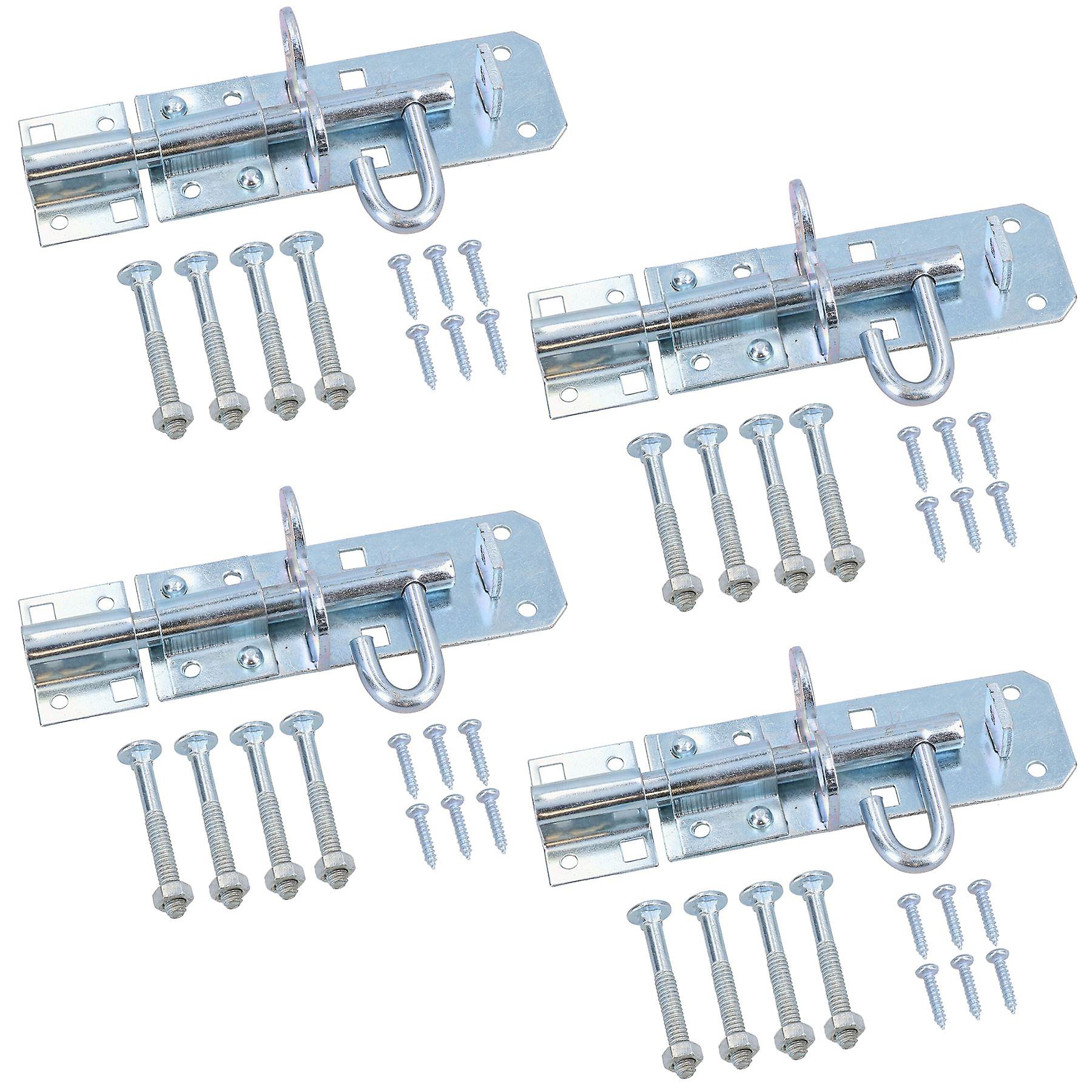 4” (100mm) Galvanised Brenton Slip Bolt Padbolt Slide Latch Lock Sheds Gates 4pk