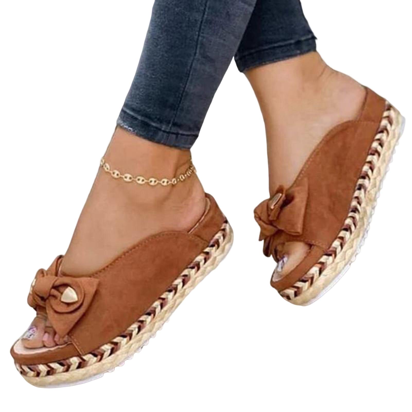 Sandali con zeppe comode da donna con scarpa slip on di design bowknot per regalo di Natale di San Valentino