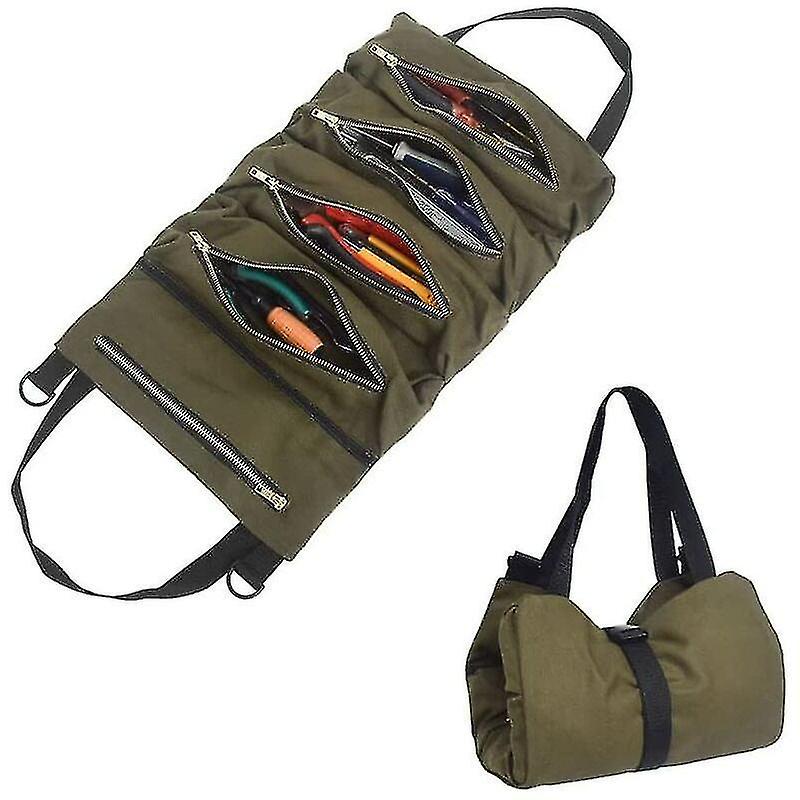 Canvas Tool Bag, Multipurpose 5 Pocket Tool Bag, Portable Everyday Tool Bag, Woodworking, Electricia