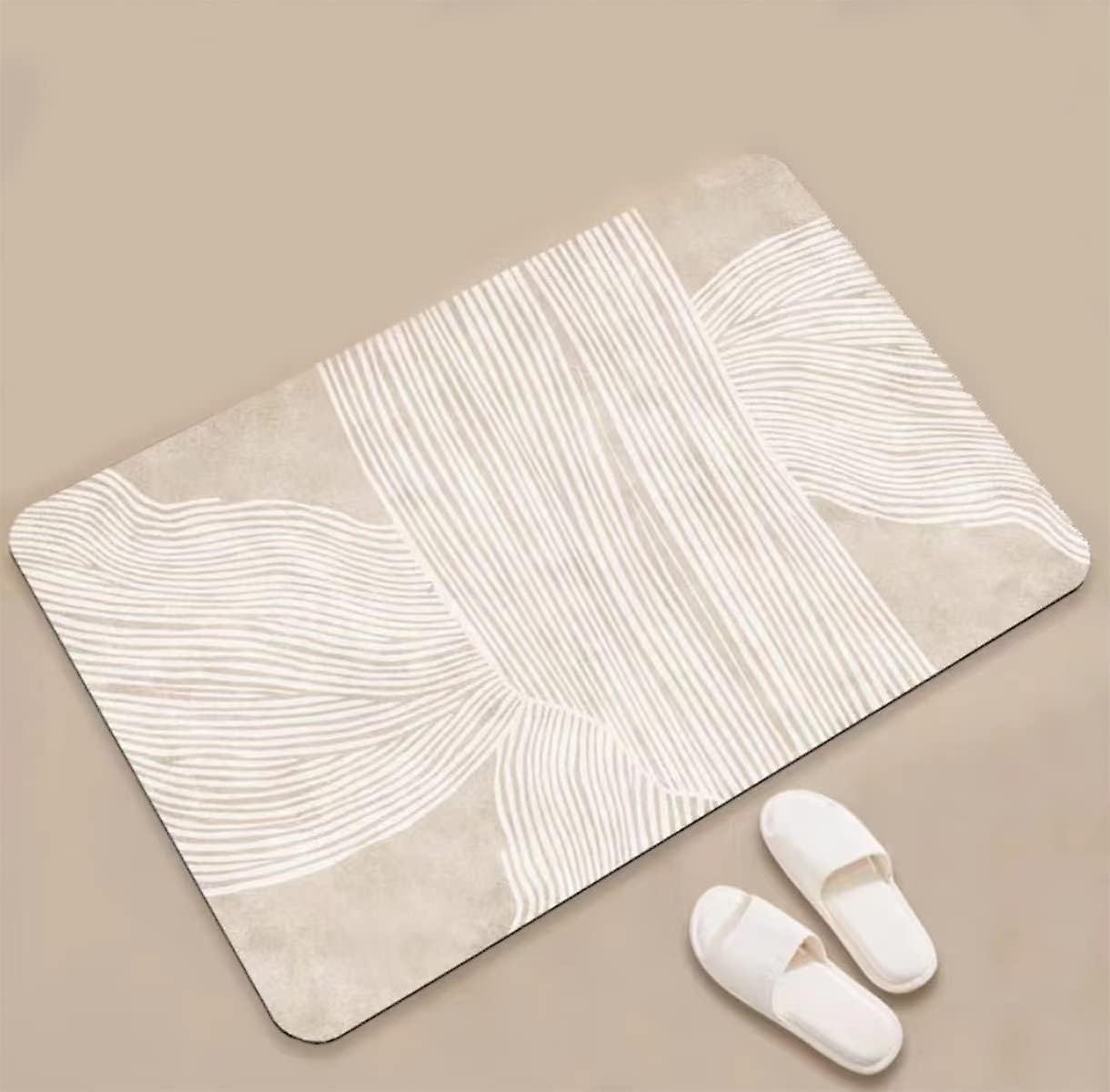 吸収性バスラグ、16インチ x 24インチ バスフロアマットトイレラグ |滑り止め、ドアの下に収まり、お手入れが簡単|バスルーム、キッチン、Liv用の超薄型バスマット