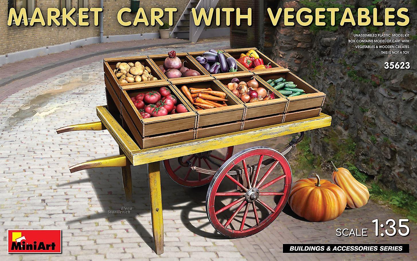 Miniart MIN35623 Miniart 1:35 - Market Cart With Vegetables Plastic Unpainted Accessories Scale model
