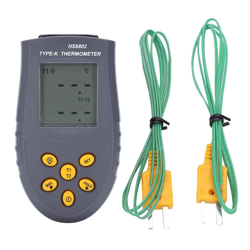 Digital Thermometer Meter DualChannel LCD Display Temperature Measuring Equipment HS6802
