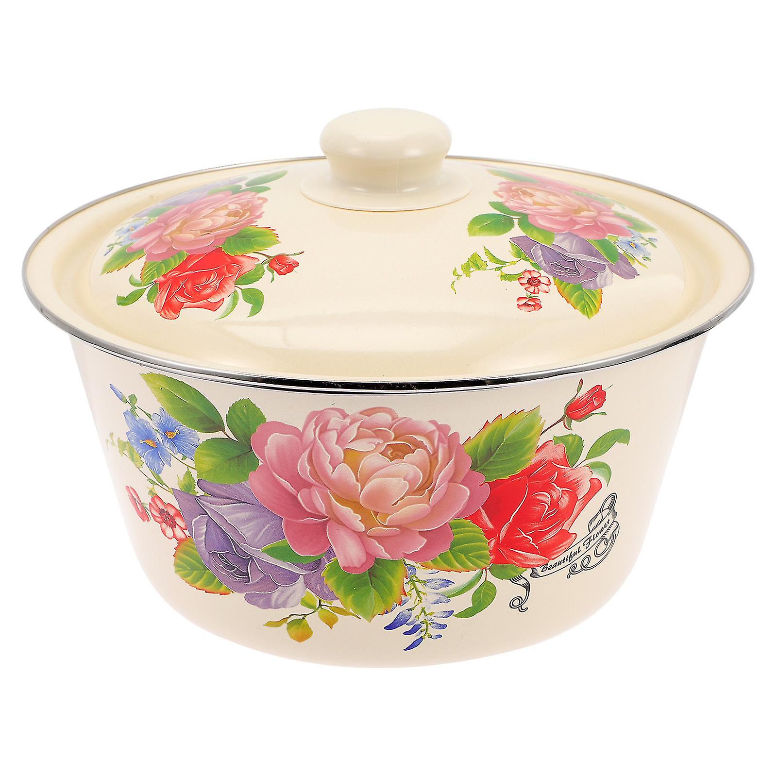 Pasta Containers Spaghetti Container Enamel Salad Bowl Multi- Function Food Basin Enamel Soup Bowl