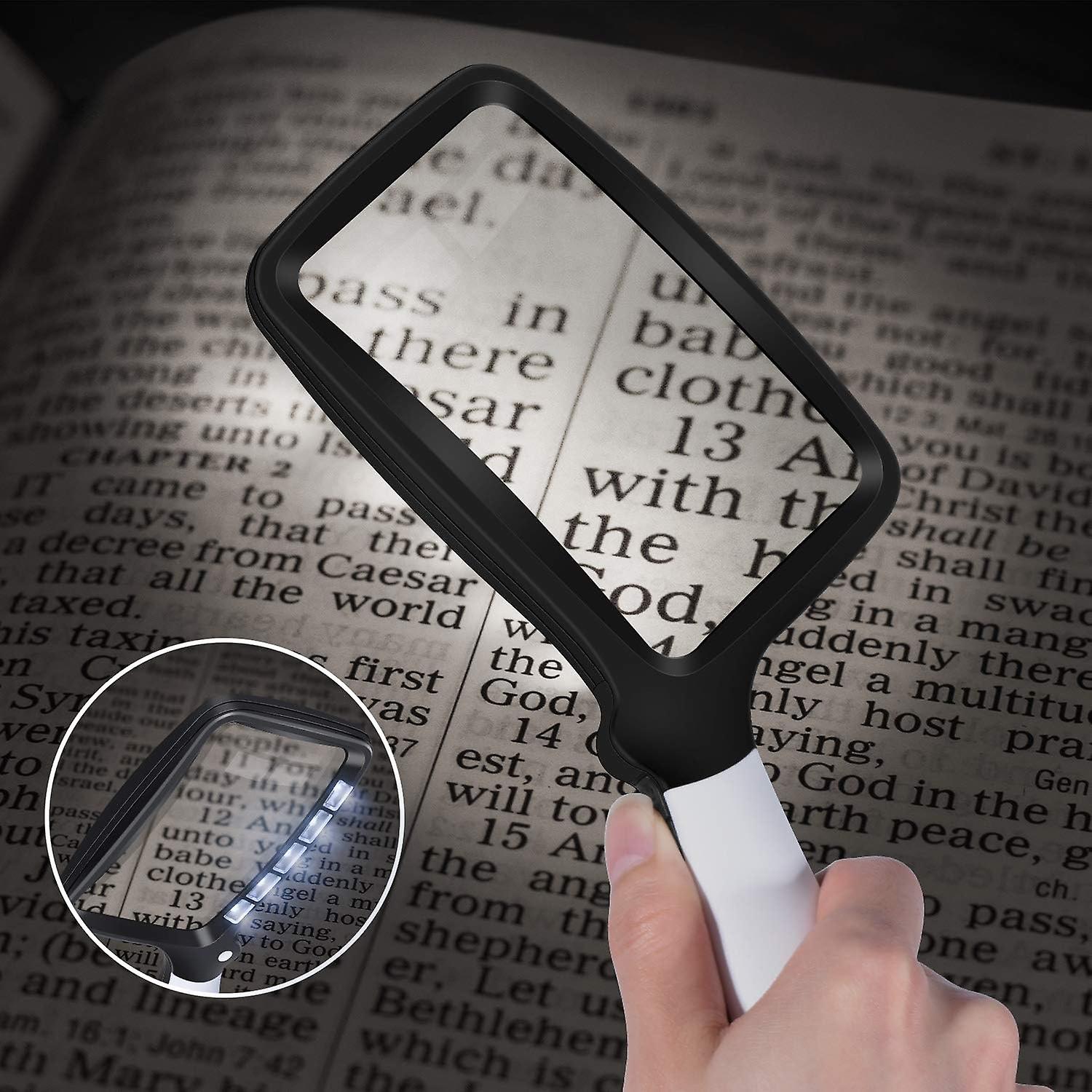 Rectangular Magnifying Glass with Light Magnifier Large Foldable Handheld 5 LED  2 Dimming Modes