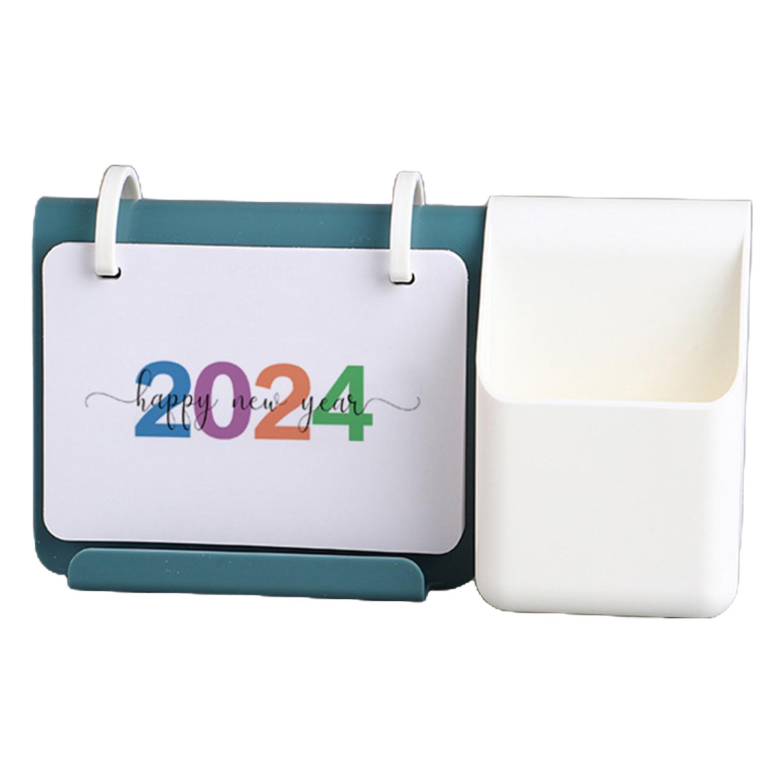 2024 Small Desk Calendar With Storage Box Clear Printing Exquisite Patterns Standing Calendar Recording Events Calendar