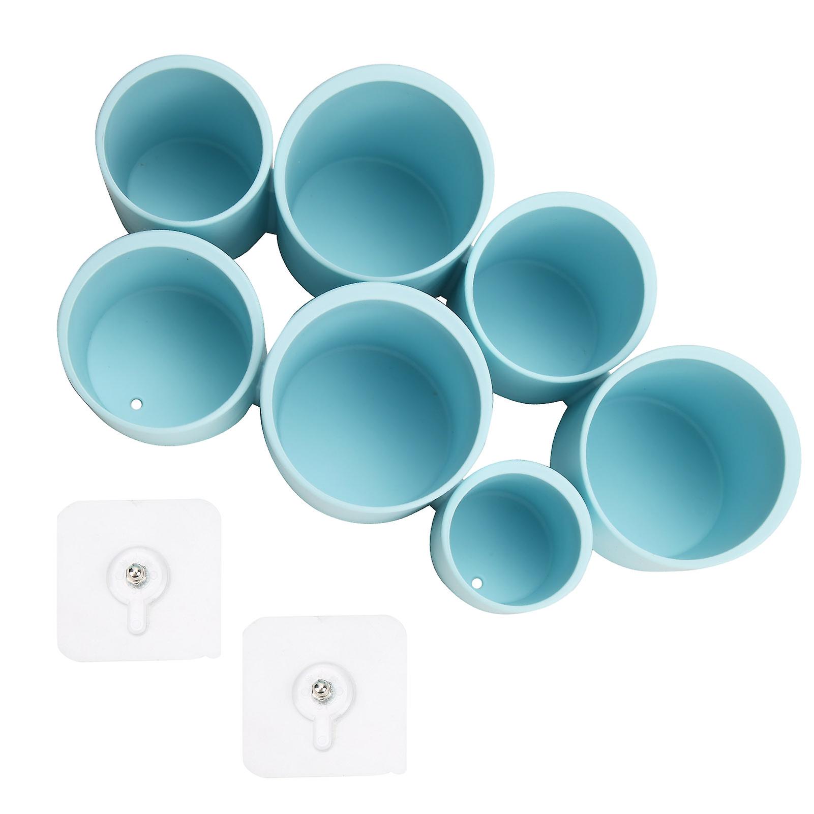 Storage Box Multifunctional Conjoined Porous Desktop Vertical Shelf with 7 Jars for Bathroom Kitchen Study Small Items