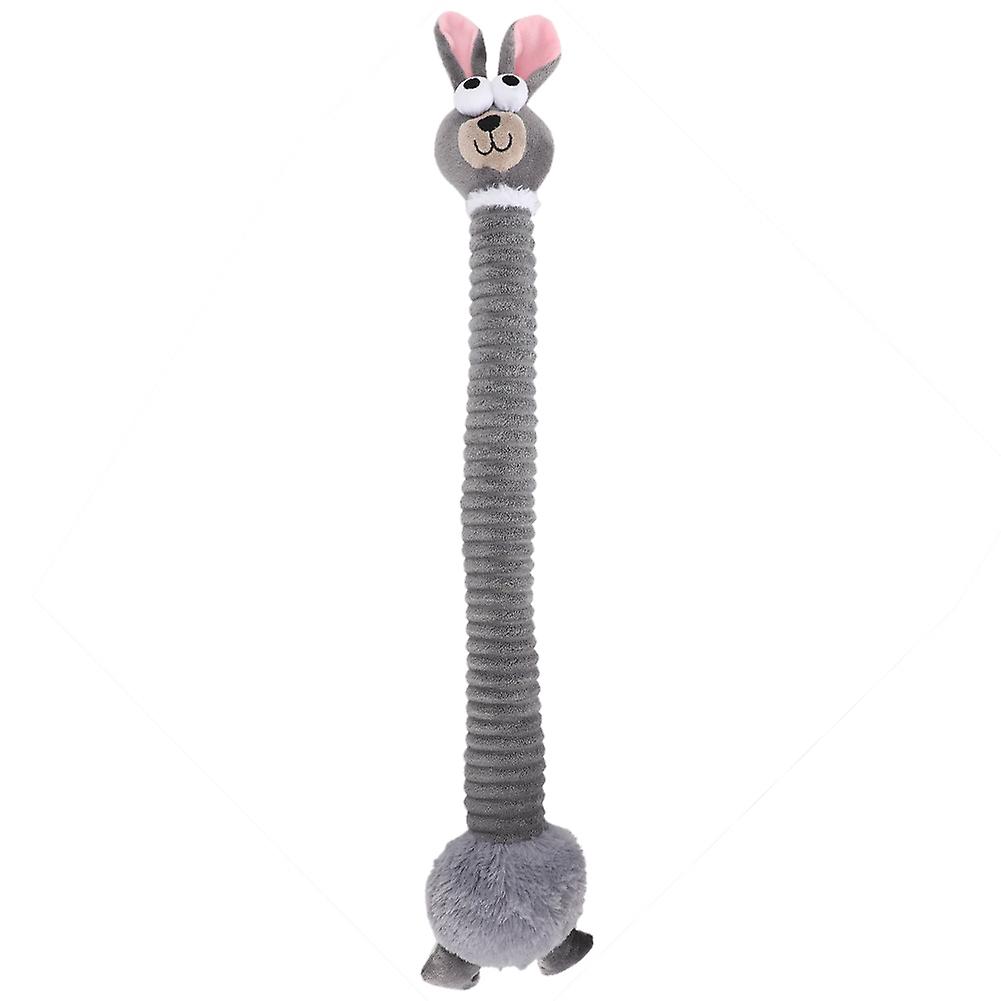 Durable Plush Animal Shape Interactive Toy Long Strip Biting Molars Cleaning Teeth Playing with Sound for Dogs Cute Grey Rabbit