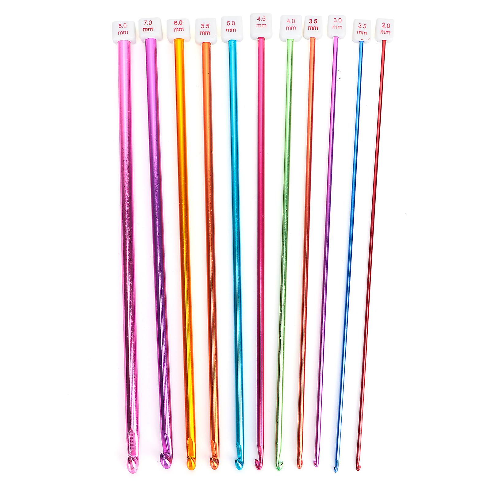 11 Pcs Multicolor Alumina Crochet Hooks Knitting Needles Craft Yarn 0.08-0.30in