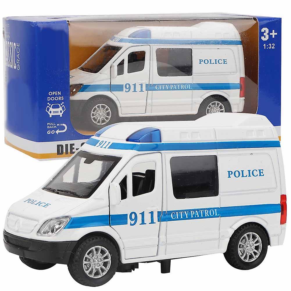1:32 Mini Alloy Ambulance Car Model with Sound and Light Features, Realistic Emergency Vehicle Toy for Kids Blue