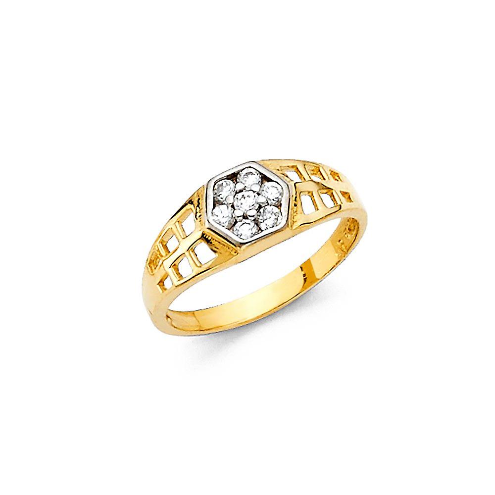 14k Yellow Gold Cubic Zirconia Ring Size 3 Band Style-Ring - 1.1 Grams