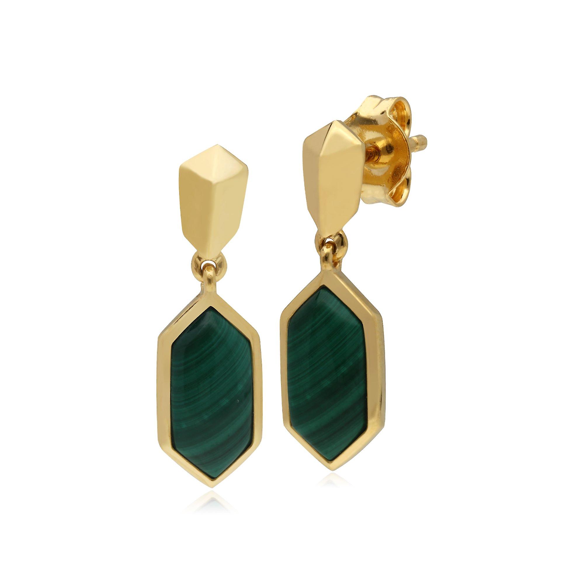Micro Statement Malachite Drop Earrings in 925 Sterling Silver 270E030001925