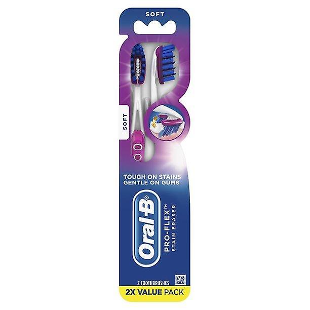 Oral-b Pro-flex Stain Eraser Manual Toothbrush, Soft, 2 Ct