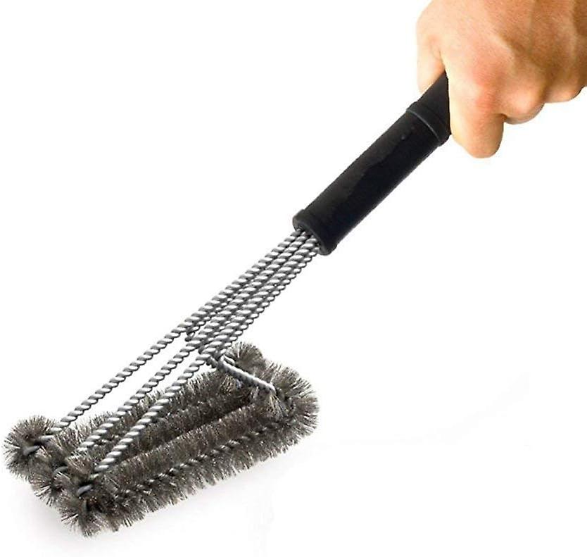 18-inch three-head stainless steel grill brush