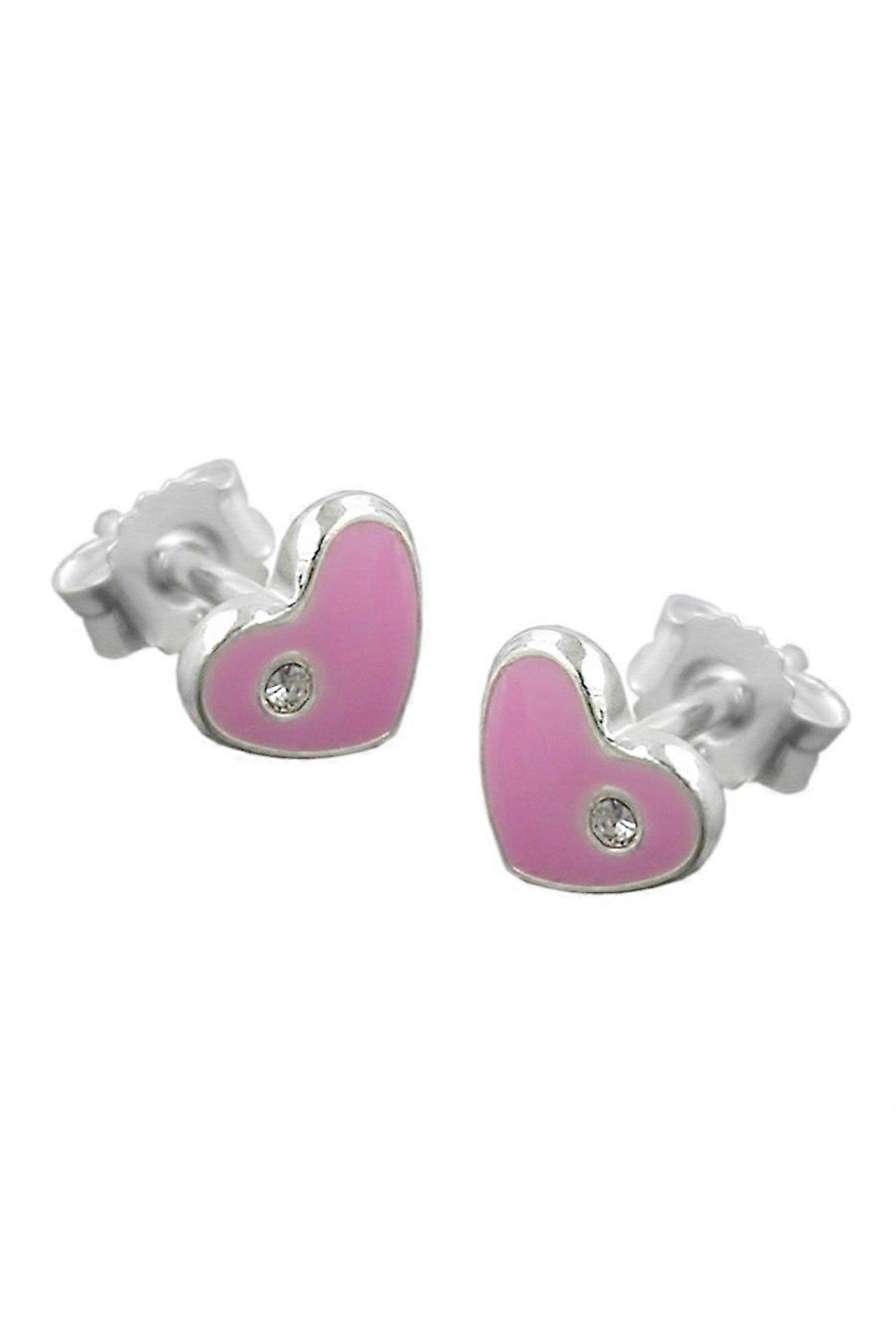 Earrings Pink Hearts Silver 925 - Gl91184