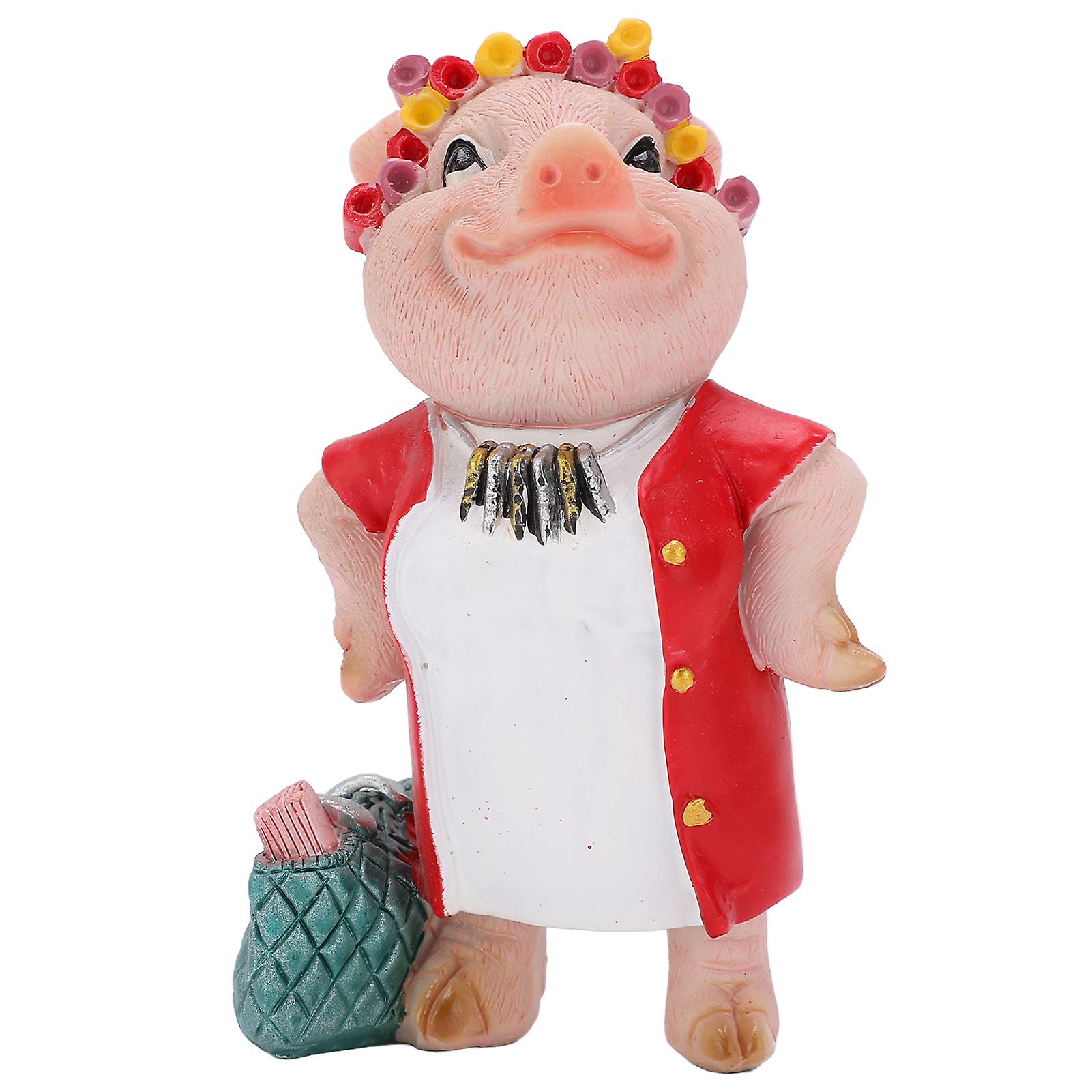 Pig Statue, Resin Material Decorative Animal Figurine for Desktop