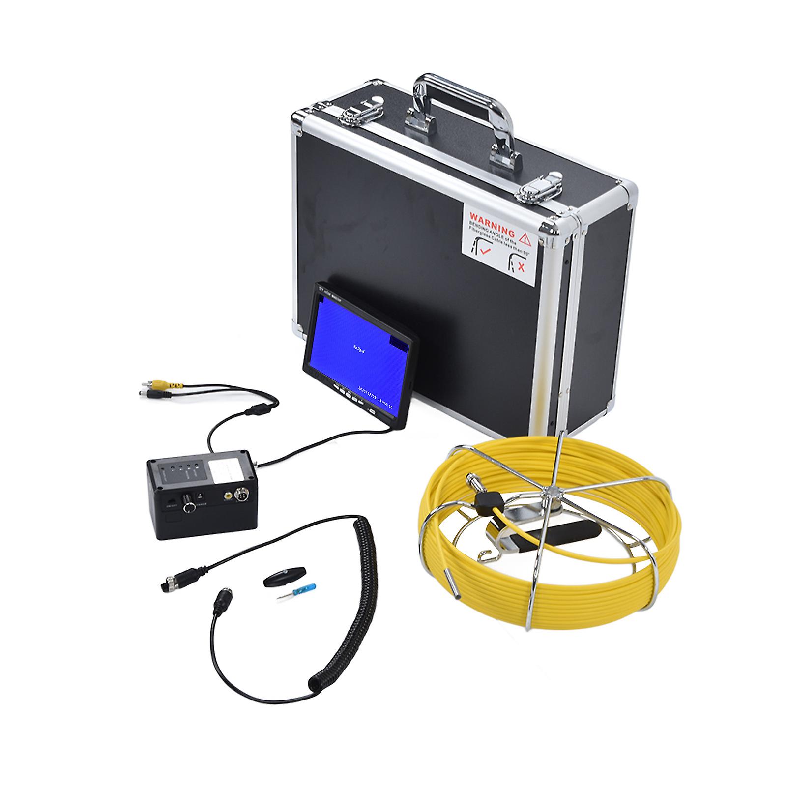7inch Display Pipeline Endoscope Sewer Inspection Camera Industrial Endoscope with 6LED 100‑240VUS Plug 30M