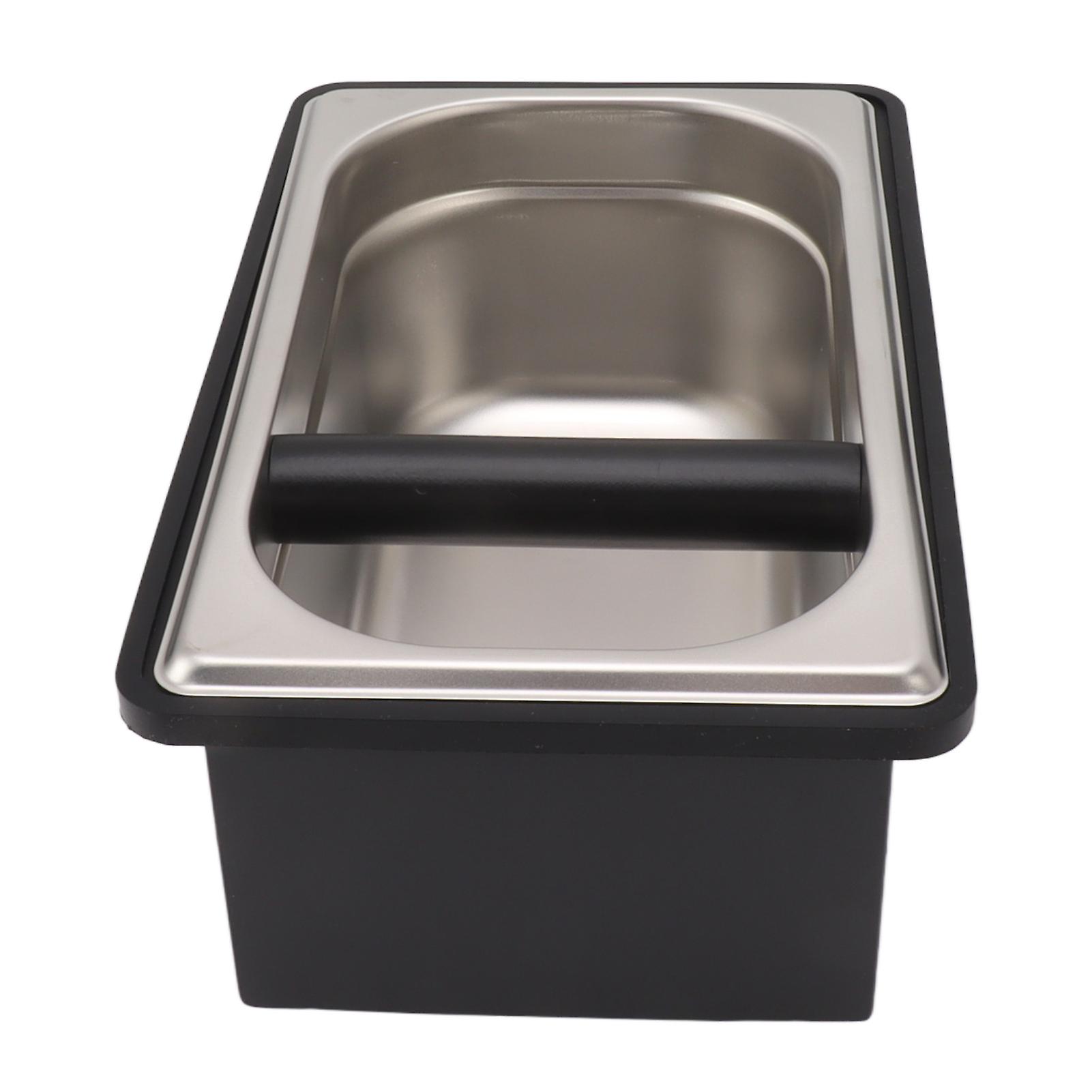 Coffee Knock Box Rubber Coffee Box with Removable Stainless Steel Ground Container for Cafe Bar L 