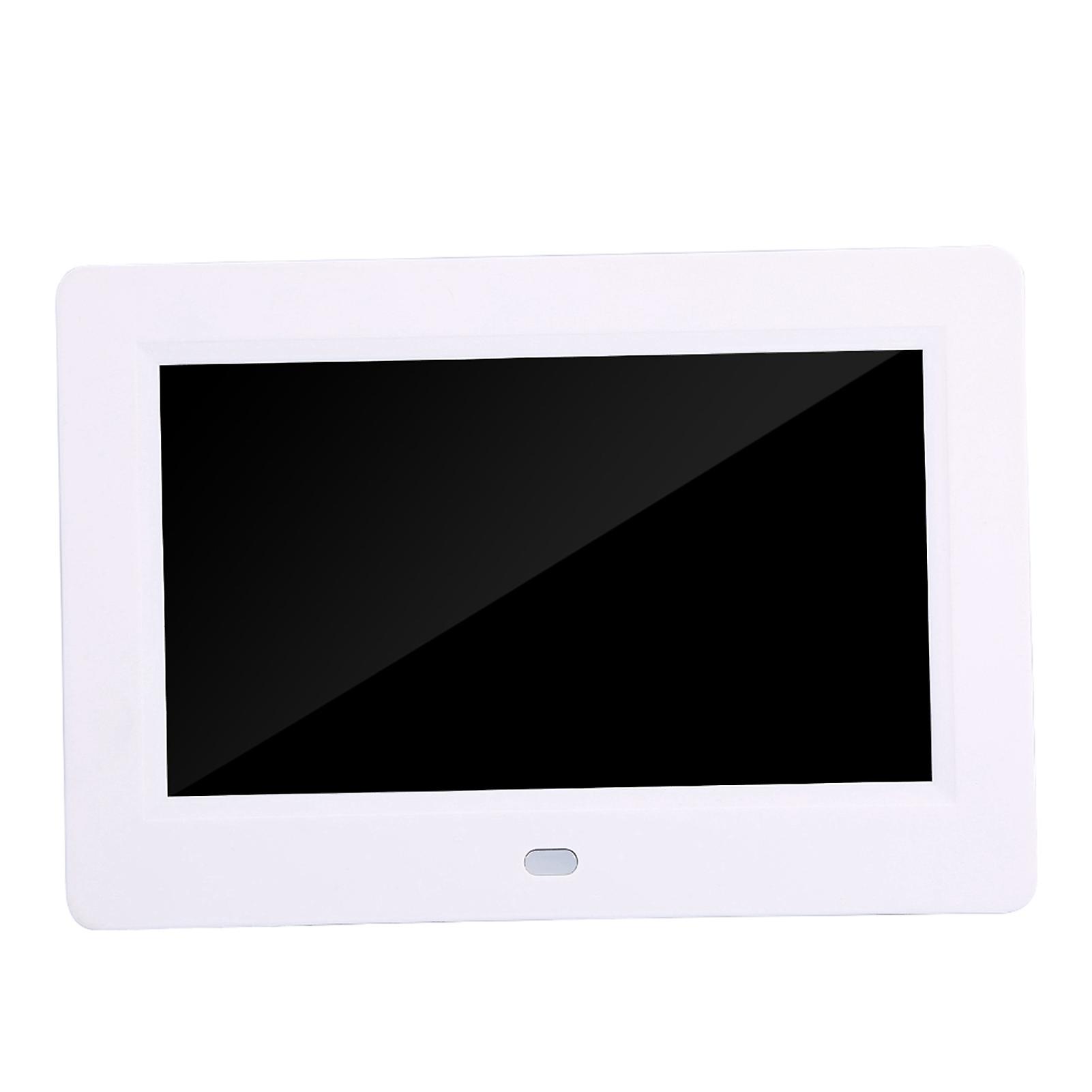 7inch Screen 1024X600 Digital Photo Frame Clock Music Video Player with Remote Control US Plug 100?240V (White)